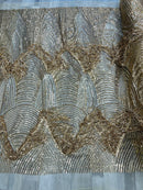 Fringe Sequins Fabric - Gold - Hanging Sequins 2 Way Stretch Fabric Sold By Yard