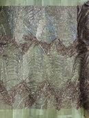 Fringe Sequins Fabric - Mauve - Hanging Sequins 2 Way Stretch Fabric Sold By Yard