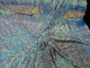 Mini Glitz Sequins - Iridescent Unicorn - Mini Sequins on Black 4 Way Stretch Lace Mesh Fabric