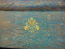 Paisley Lines Sequin Fabric - Iridescent Aqua/Blue - 4 Way Stretch Fancy Fabric By The Yard