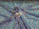4 Way Stretch Sequin Fabric - Lilac - Clear Shiny Sequins on Colored Mesh Fabric