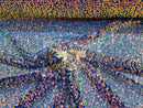 4 Way Stretch Sequin Fabric - Royal  - Clear Shiny Sequins on Colored Mesh Fabric