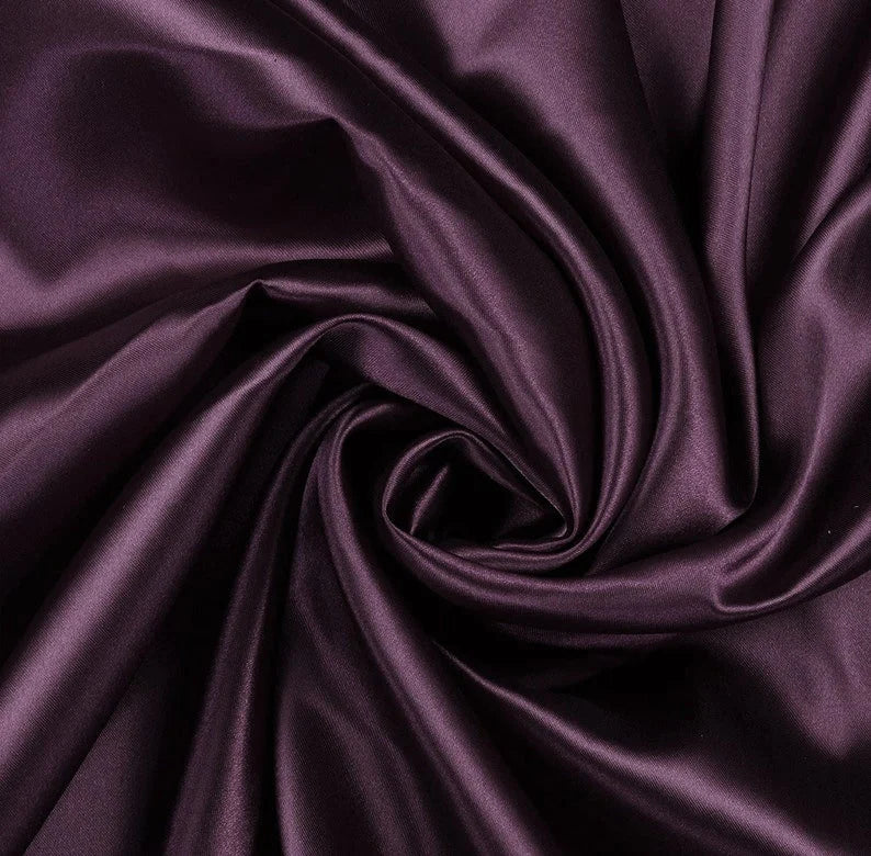 Stretch Imitation Silk Satin Charmeuse - Eggplant - Slight Stretch 58/60" (Choose Qty.)