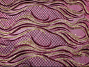 Sequins Fabric - Two Tone Burgundy/Gold - Wavy Lines Geometric Design 4 Way Stretch Sold By Yard