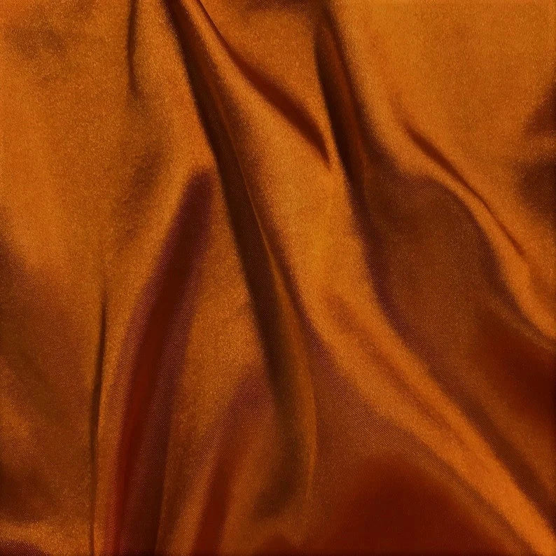 Stretch Imitation Silk Satin Charmeuse - Rust - Slight Stretch 58/60" (Choose Qty.)