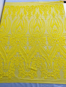 Iridescent Sequins Fabric on Mesh - by the yard - Damask Design 4 Way Stretch Sequin Fabric