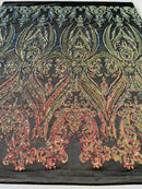 Iridescent Sequins Fabric on Mesh - by the yard - Damask Design 4 Way Stretch Sequin Fabric