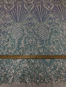 Iridescent Clear, White Mesh - 4 Way Stretch Sequin Fabric Spandex Mesh-Prom-Gown By The Yard