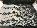 Black 3D Floral Design Embroider and Beaded With Pearls On a Mesh Lace-Prom-Dresses-Nightgown-Apparel-Fashion By The Yard