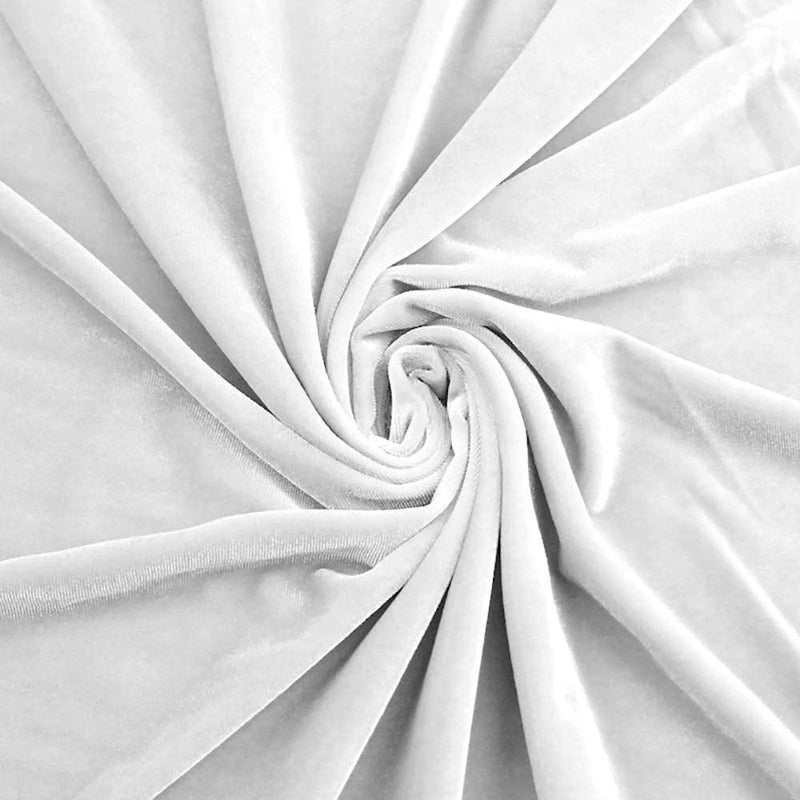 Stretch Velvet Fabric - White - 60'' Stretch Velvet Fabric for Sewing, Apparel, Craft {Choose Qty}