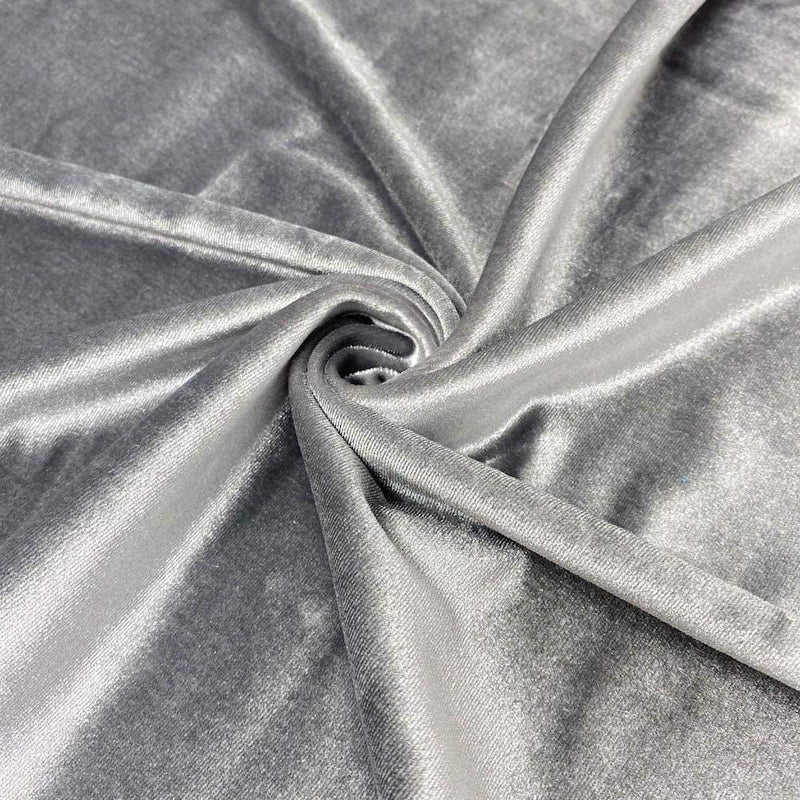 Stretch Velvet Fabric - Silver - 60'' Stretch Velvet Fabric for Sewing, Apparel, Craft {Choose Qty}