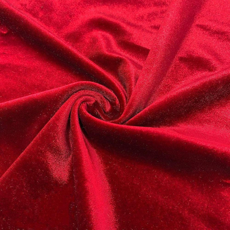 Stretch Velvet Fabric - Red - 60'' Stretch Velvet Fabric for Sewing, Apparel, Craft {Choose Qty}