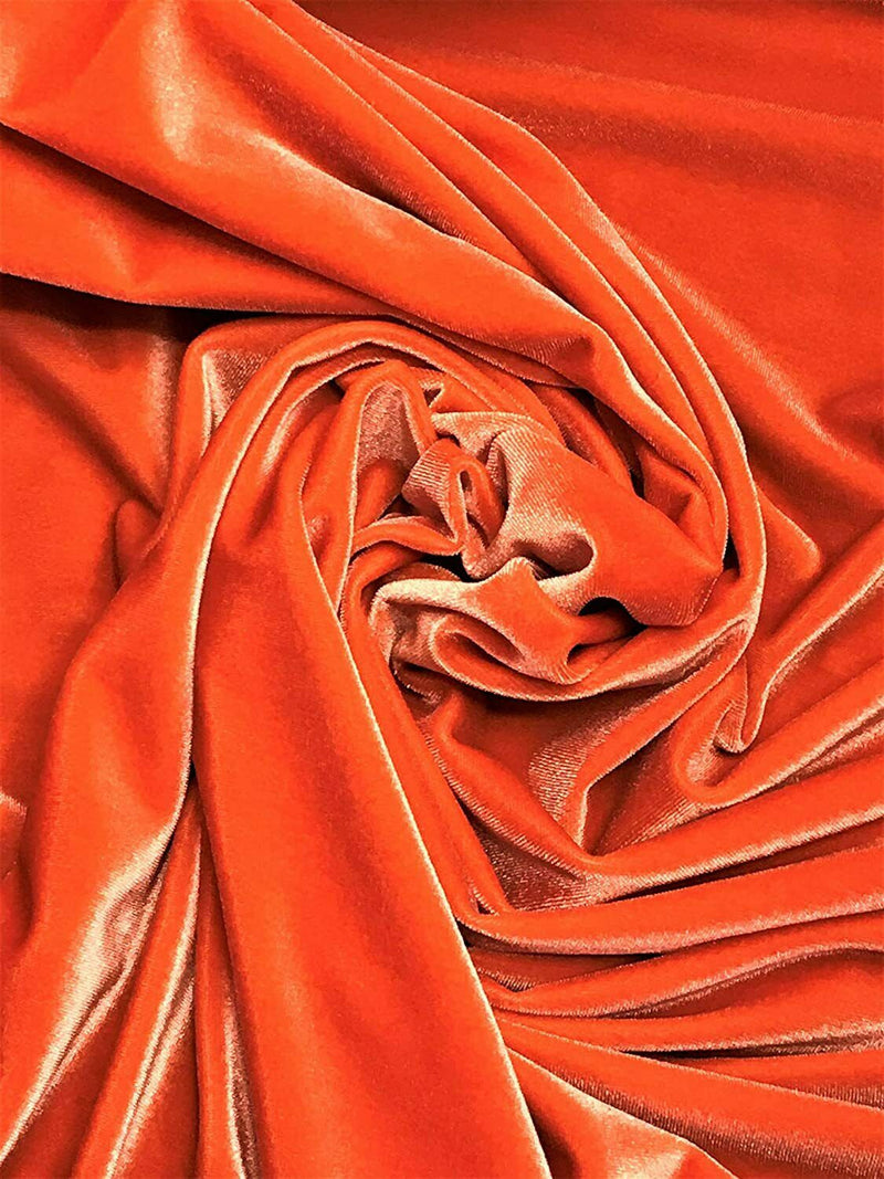 Stretch Velvet Fabric - Orange - 60'' Stretch Velvet Fabric for Sewing, Apparel, Craft {Choose Qty}