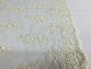 Of White Cluster Bead Fabric - Embroidered Flower Beaded Fabric Wedding Bridal Sold By Yard