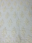 Of White Cluster Bead Fabric - Embroidered Flower Beaded Fabric Wedding Bridal Sold By Yard
