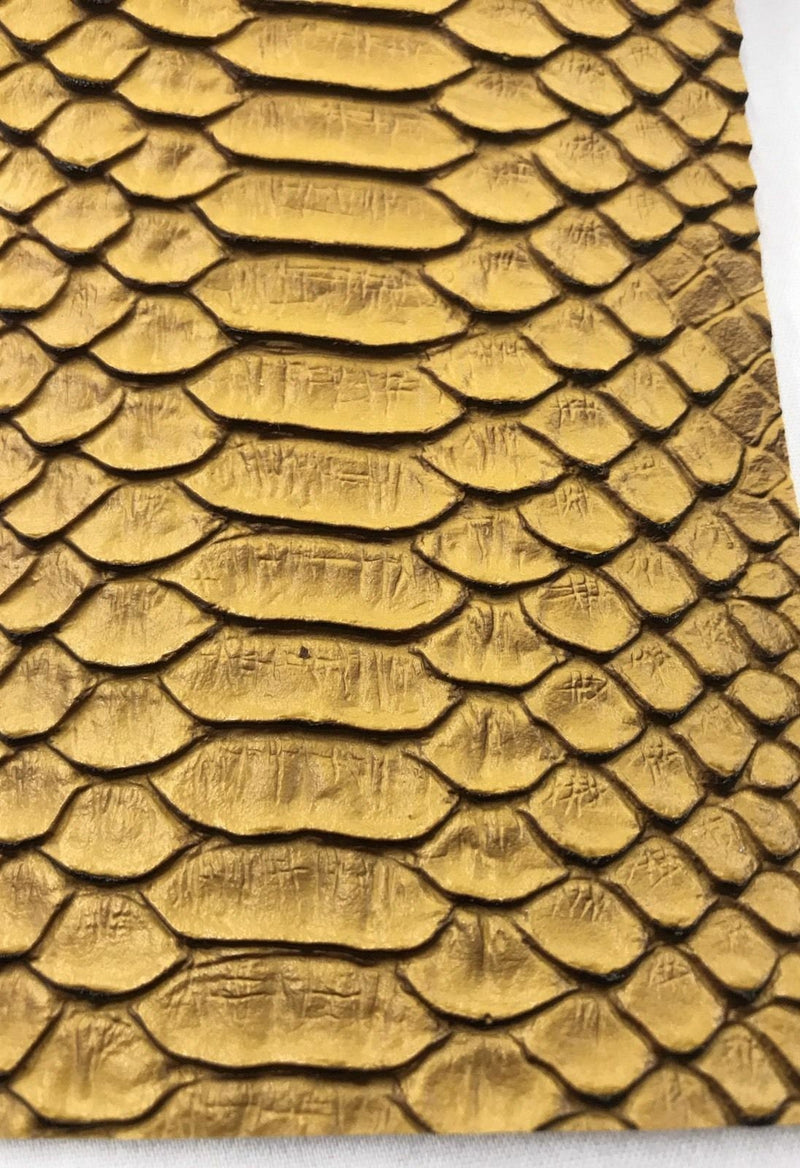 Faux Viper Snake Print Vinyl Fabric - Matte Gold - High Quality Vinyl Sold by The Yard