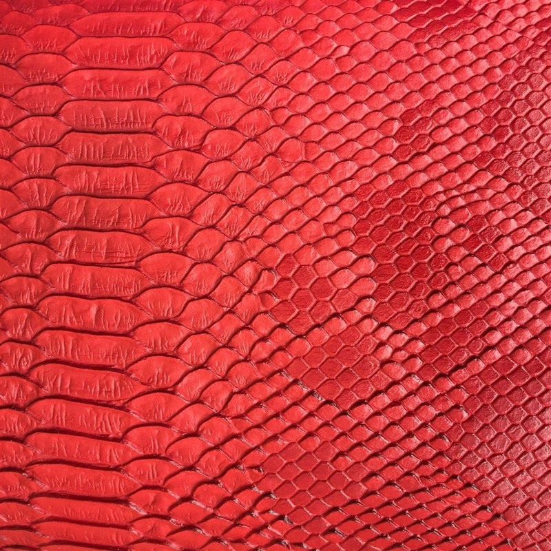 Faux Viper Snake Print Vinyl Fabric - Red - High Quality Vinyl Sold by The Yard