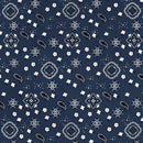 Navy Blue Bandana Print Fabric Cotton/Polyester Sold By The Yard