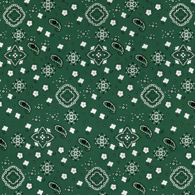 Hunter Green Bandana Print Fabric Cotton/Polyester Sold By The Yard