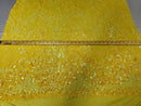 Yellow Iridescent Geometric Design, 4 Way Stretch Sequin Fabric Spandex Mesh-Prom-Gown By The Yard