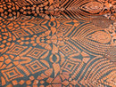 Neon Orange Iridescent/Black Mesh Geometric Design, 4 Way Stretch Sequin Fabric Spandex Mesh-Prom-Gown By The Yard