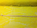 YELLOW Geometric Design On Spandex Mesh-Prom-Gown, 4 Way Stretch Sequin Fabric By The Yard