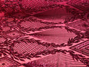FUCHSIA Geometric Design On Spandex Mesh-Prom-Gown, 4 Way Stretch Sequin Fabric By The Yard