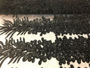Fancy Beaded Fabric Black - Embroidery Beads Mesh Fabric - Prom-Gown-Dress Sold By 2 Reathers