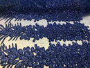 Fancy Beaded Fabric Royal Blue - Embroidery Beads Mesh Fabric - Prom-Gown-Dress Sold By 2 Reathers