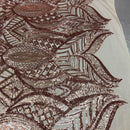 Rose Gold Sequin Fabric,Blush Mesh Royalty Design Embroidered With Sequin on a 4 Way Stretch Sequin Fabric Mesh-Prom-Gown By The Yard