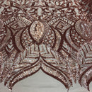 Rose Gold Sequin Fabric,Blush Mesh Royalty Design Embroidered With Sequin on a 4 Way Stretch Sequin Fabric Mesh-Prom-Gown By The Yard