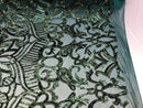Hunter Green Sequin Fabric, Royalty Design Embroidered With Sequin on a 4 Way Stretch Sequin Fabric Mesh-Prom-Gown By The Yard