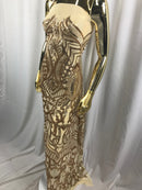 Iridescent Sequin Fabric - Gold - 4 Way Stretch Royalty Lace Sequin By Yard