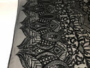 Iridescent Sequin Fabric - Black - 4 Way Stretch Royalty Lace Sequin By Yard