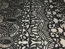 Iridescent Sequin Fabric - Black - 4 Way Stretch Royalty Lace Sequin By Yard