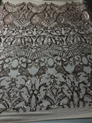 Iridescent Sequin Fabric -  Rose - 4 Way Stretch Royalty Lace Sequin By Yard