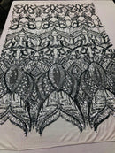 Iridescent Sequin Fabric - Silver - 4 Way Stretch Royalty Lace Sequin By Yard