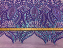 Iridescent Sequin Fabric - Iridescent Lilac - 4 Way Stretch Royalty Lace Sequin By Yard