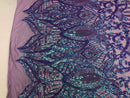 Iridescent Sequin Fabric - Iridescent Lilac - 4 Way Stretch Royalty Lace Sequin By Yard