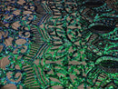 Iridescent Green Sequin Fabric, Royalty Design Embroidered With Sequin on a 4 Way Stretch Sequin Fabric Mesh-Prom-Gown By The Yard