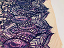 Iridescent Lavender Sequin Fabric, Royalty Design Embroidered With Sequin on a 4 Way Stretch Sequin Fabric Mesh-Prom-Gown By The Yard