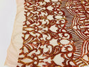 Iridescent Sequin Fabric - Iridescent Orange - 4 Way Stretch Royalty Lace Sequin By Yard