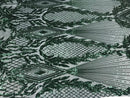 Hunter Green Sequin Fabric, Geometric Design Embroidered With Sequin on a 4 Way Stretch Sequin Fabric Mesh-Prom-Gown By Yard