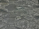 Silver Sequins on Black Mesh, Geometric Design on Mesh 4way Stretch Sequin-Prom-Gown By The Yard