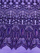 Iridescent Sequin Fabric - Holographic Purple - 4 Way Stretch Royalty Lace Sequin By Yard
