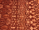 Iridescent Sequin Fabric - Holographic Burnt Orange - 4 Way Stretch Royalty Lace Sequin By Yard