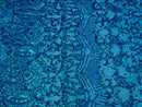Iridescent Sequin Fabric - Iridescent Turquoise - 4 Way Stretch Royalty Lace Sequin By Yard