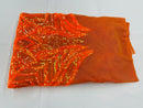 Iridescent Sequin Fabric - Iridescent Neon Orange - 4 Way Stretch Royalty Lace Sequin By Yard
