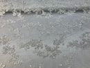 White Floral Lace Fabric, Embroidery With Sequins on a Mesh Lace Fabric By The Yard For Gown, Wedding-Bridal