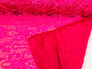 Iridescent Hot Pink Sequin Fabrics, Damask Design 4Way Stretch Embroidery With Sequin on a Mesh-Prom-Gown By The Yard